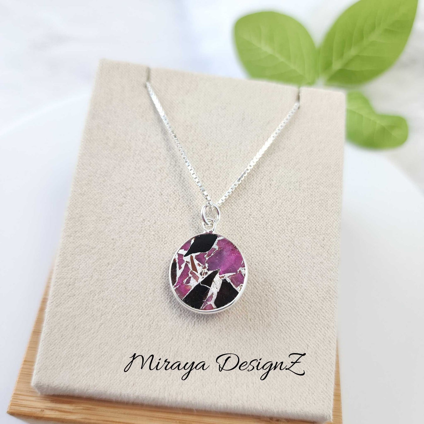 Pink & Black Oyster Turquoise Necklace - Round