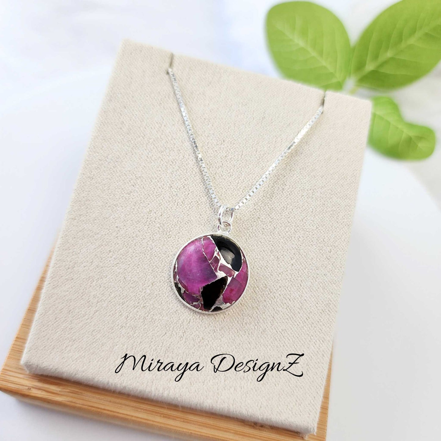 Pink & Black Oyster Turquoise Necklace - Round