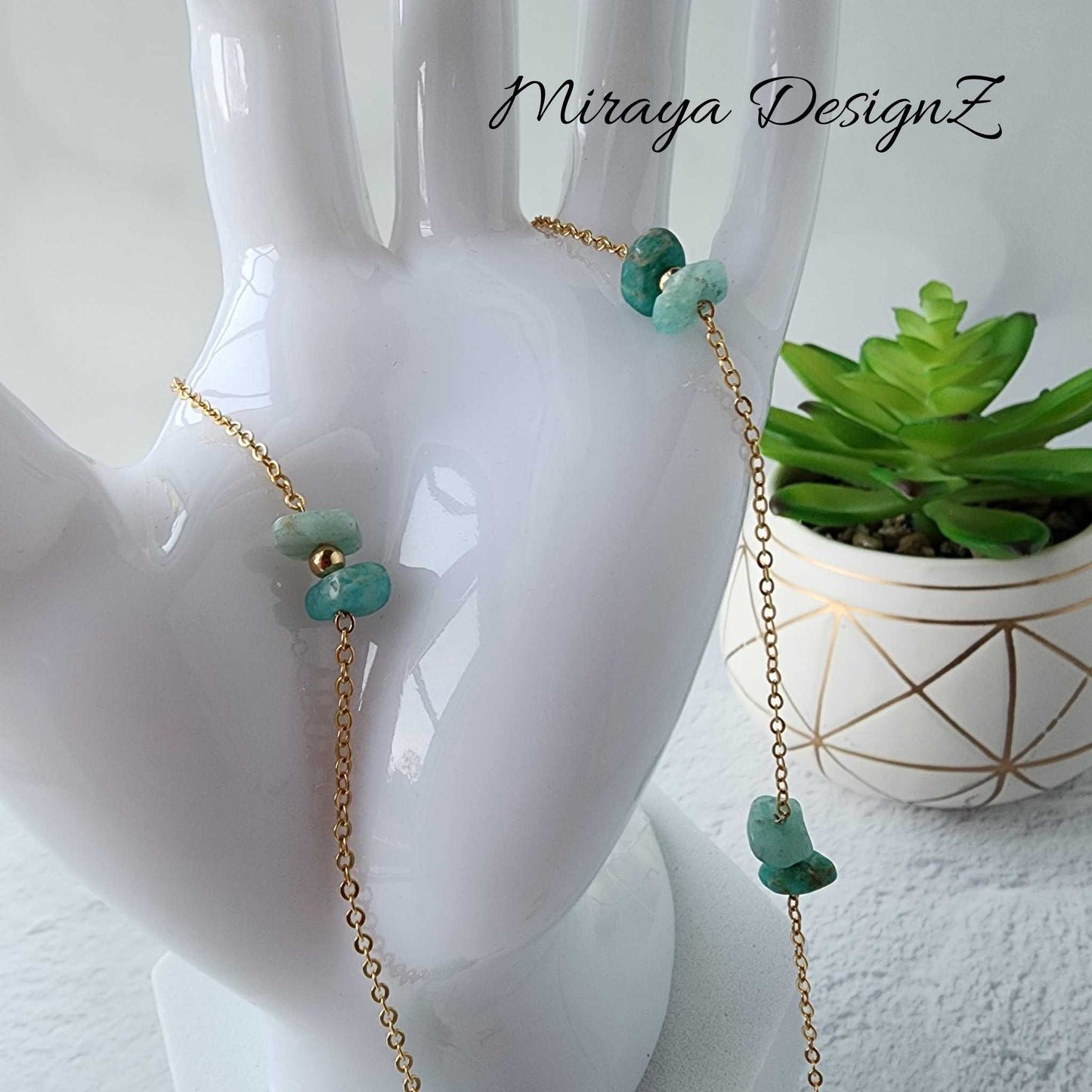 Dainty Long Necklace - Amazonite