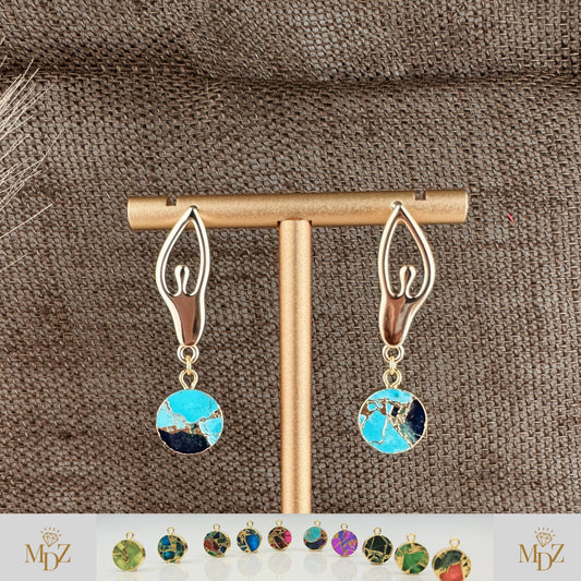 Round Mojave Turquoise Drop Earrings