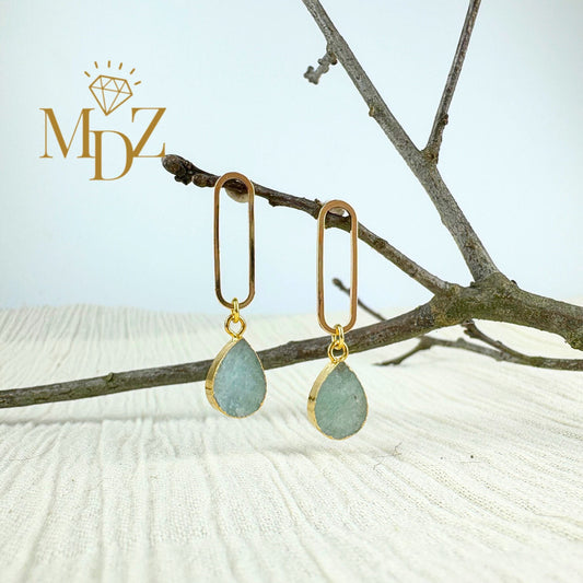 Dainty Aquamarine Teardrop Earrings