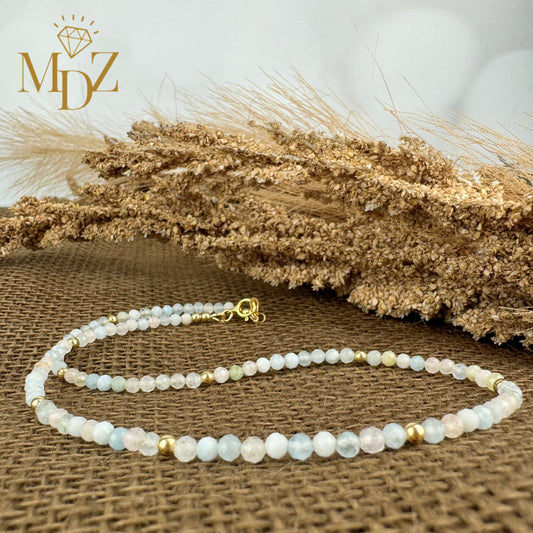 Beaded Morganite Choker Necklace