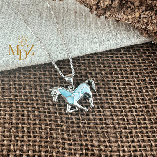 Blue horse necklace