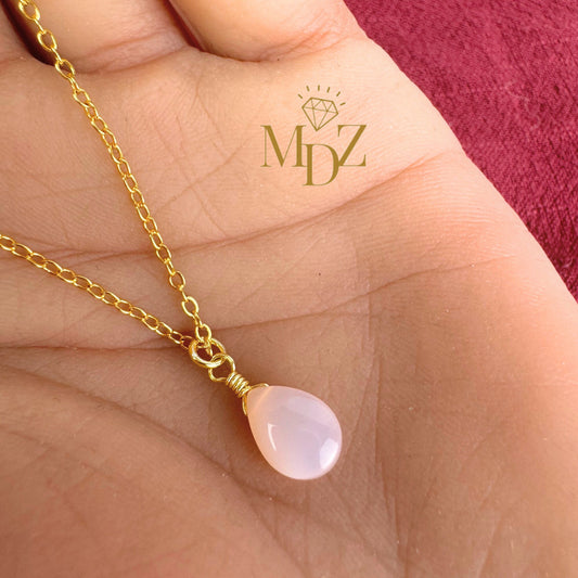 Gold Pink Opal Necklace