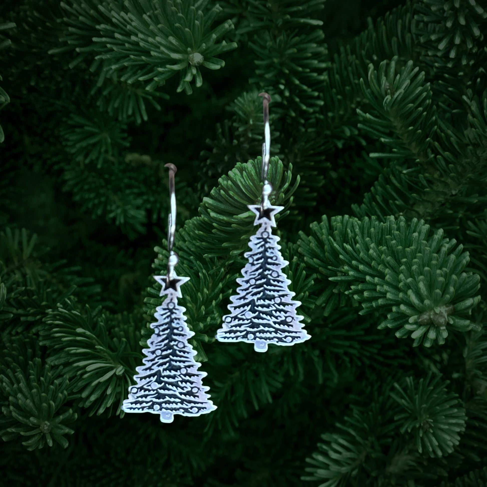 Sterling Silver Christmas Tree Earrings