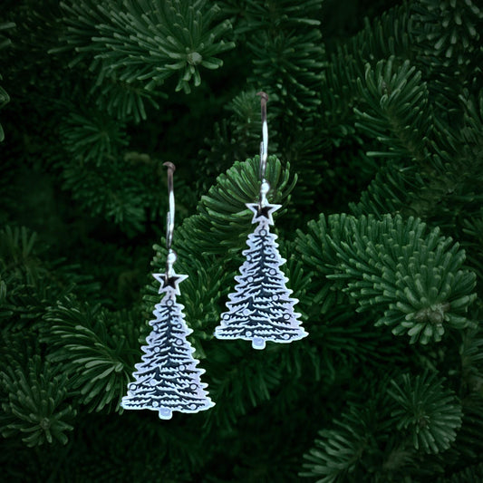 Sterling Silver Christmas Tree Earrings