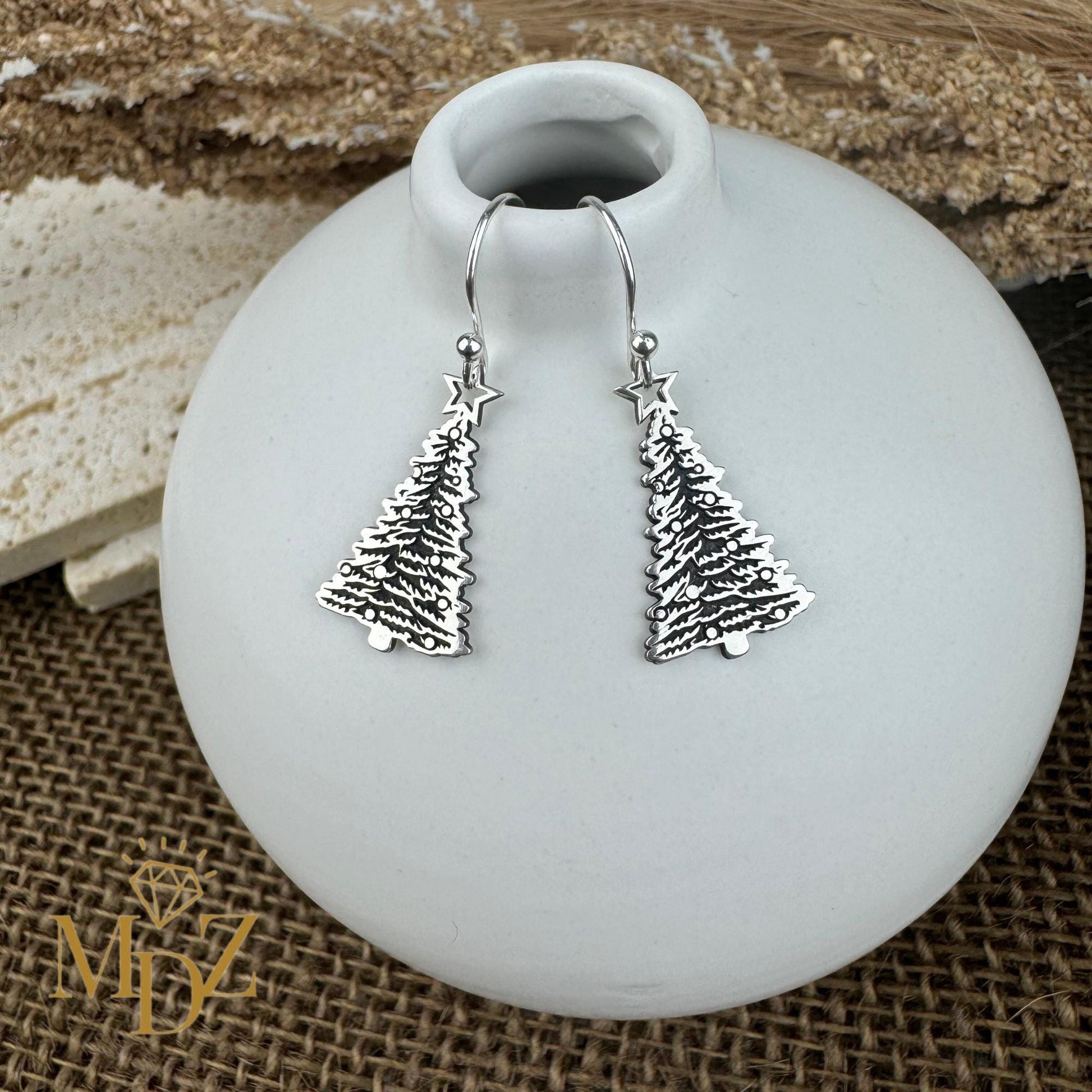 Sterling Silver Christmas Tree Earrings