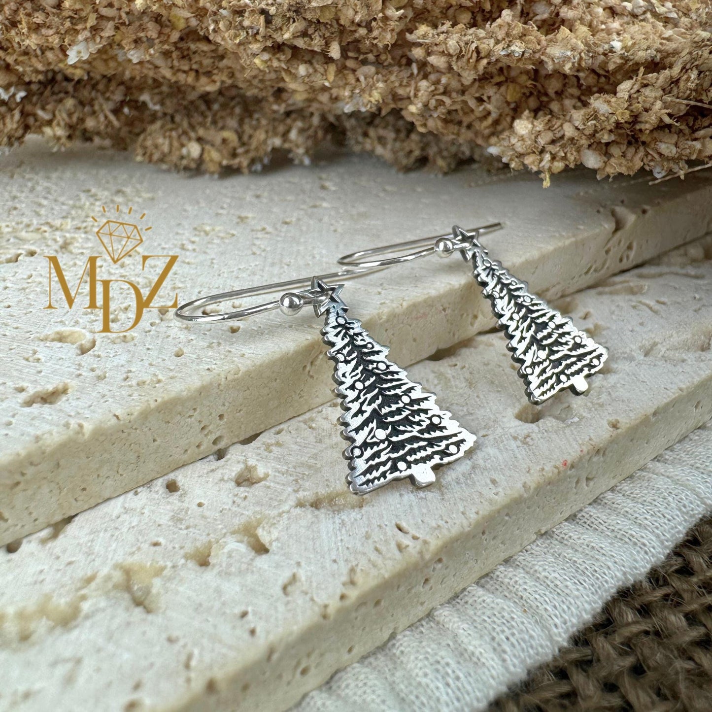 Sterling Silver Christmas Tree Earrings