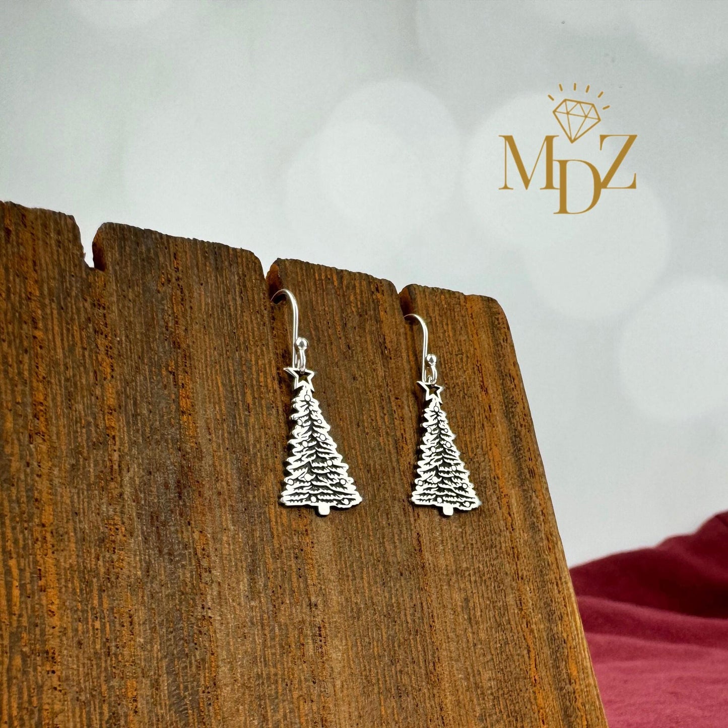 Sterling Silver Christmas Tree Earrings