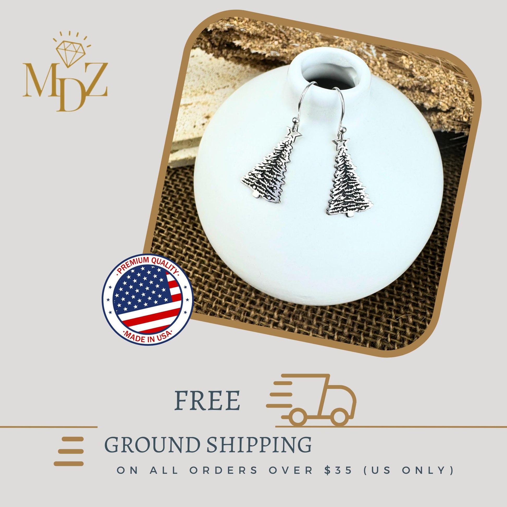 Sterling Silver Christmas Tree Earrings