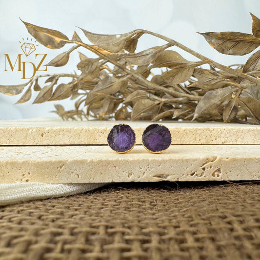 Natural Rough Amethyst Stud Earrings