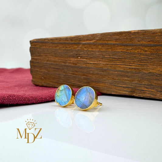 Natural Rainbow Labradorite Stud Earrings