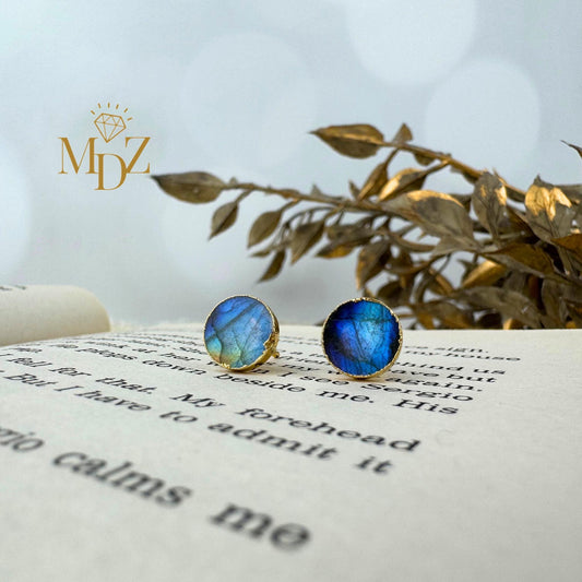 Natural Rainbow Labradorite Stud Earrings
