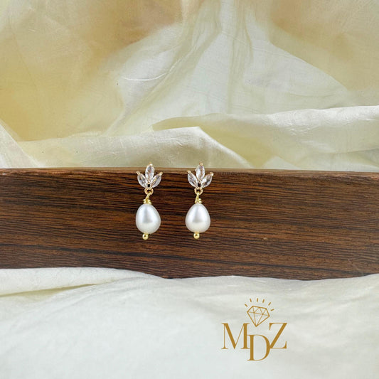 Gold Freshwater Pearl Wedding Earrings