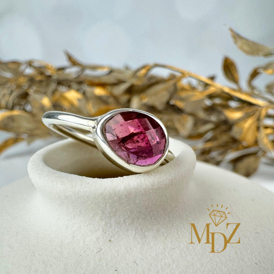 Sterling Silver Natural Pink Tourmaline Ring