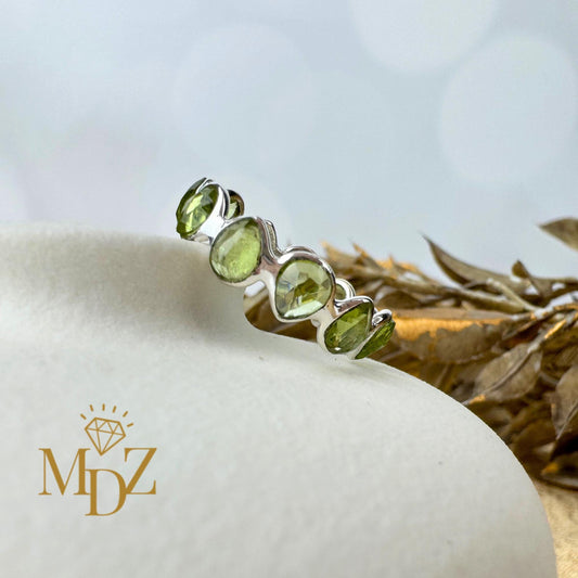 Natural Peridot Sterling Silver Eternity Ring