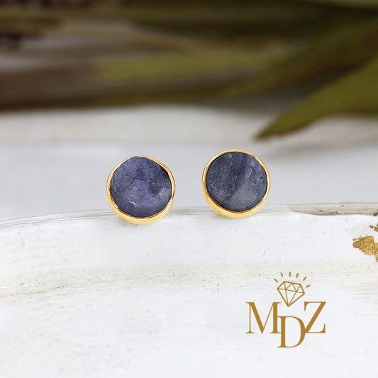 Raw Tanzanite Stud Earrings