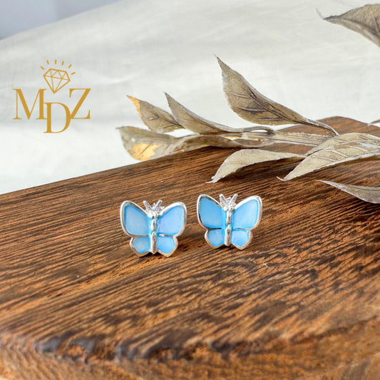 Blue Butterfly Earrings Stud