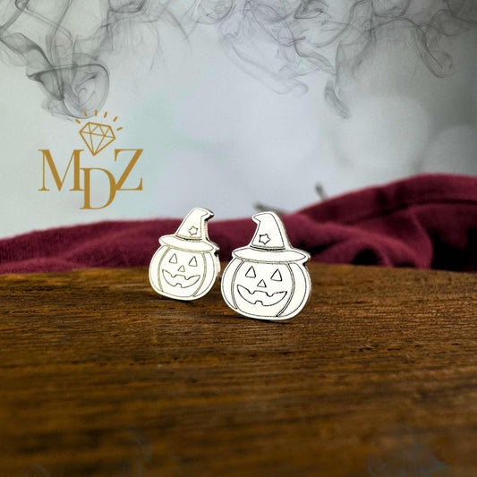 Spooky Jack O Lantern Pumpkin Stud Earrings