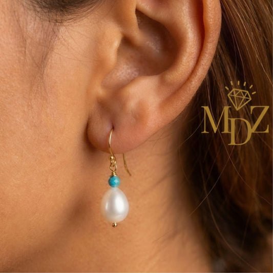 14K Gold Filled Freshwater Pearl Drop Earrings with Gemstones : Bridesmaid Gifts, Wedding Birthstone Jewelry