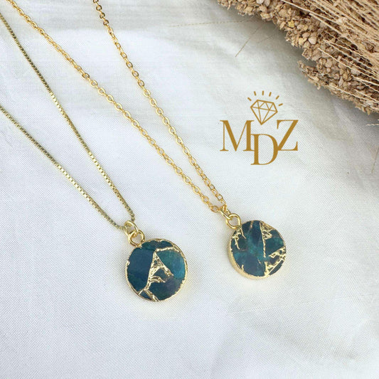 Mojave Turquoise Necklace: Kintsugi Gold Accent, Ocean Blue Pendant