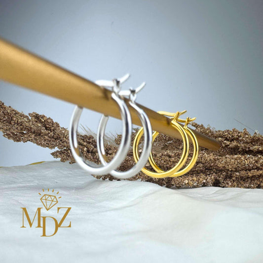 Simple Sterling Silver Hoop Earrings : Minimalist Medium Hoops