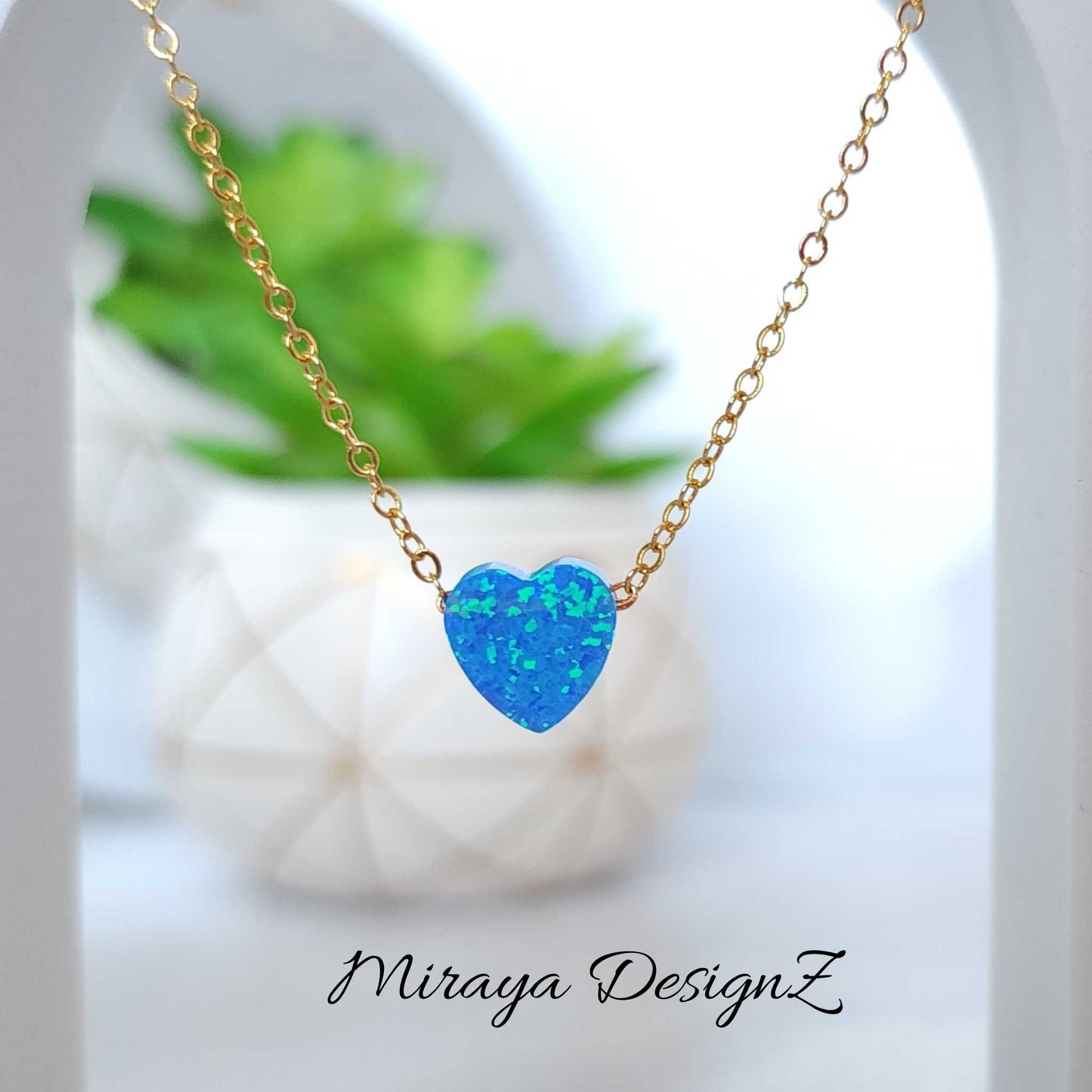 Dainty Opal Heart Necklace