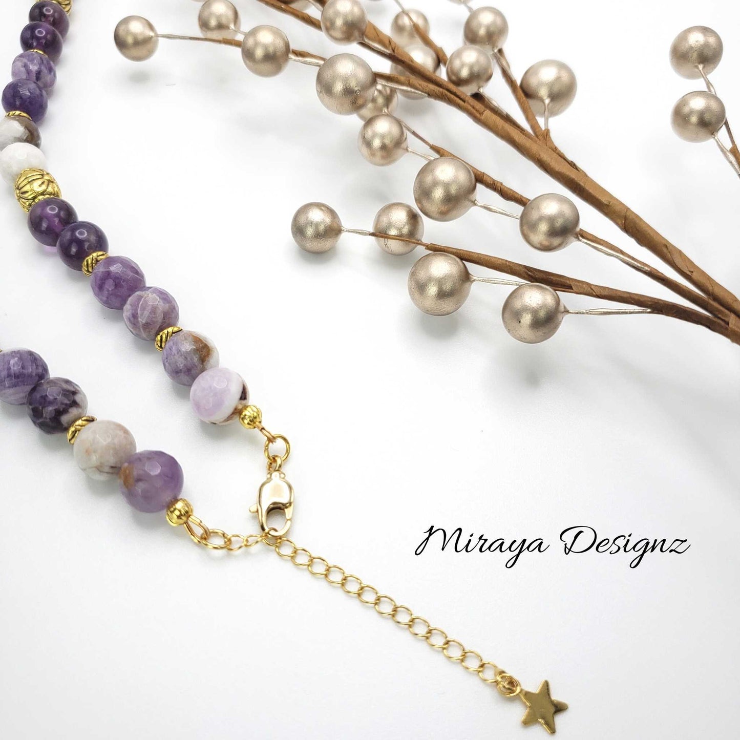 Round Amethyst Beads Necklace