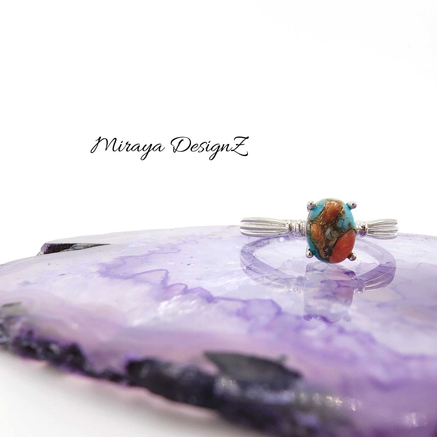 Oval Multi Color Blue Mohave Turquoise Ring