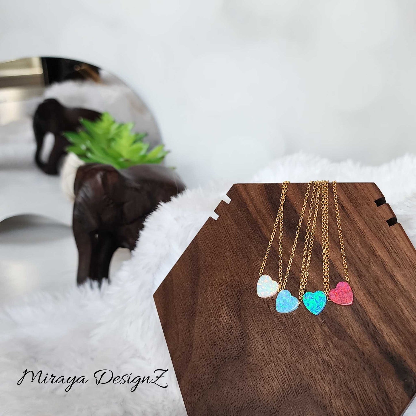 Dainty Opal Heart Necklace