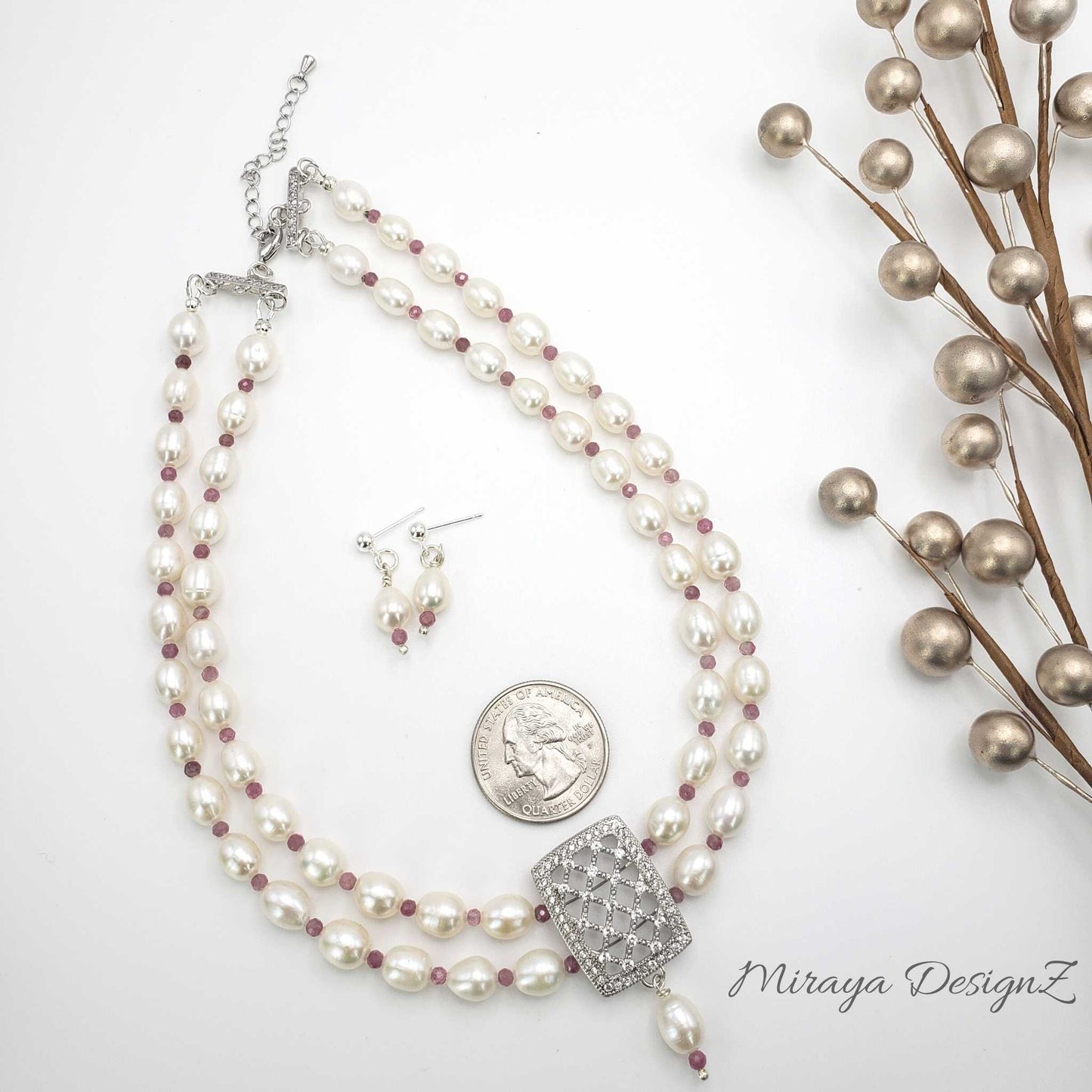 Double Strand Pearl Choker Necklace
