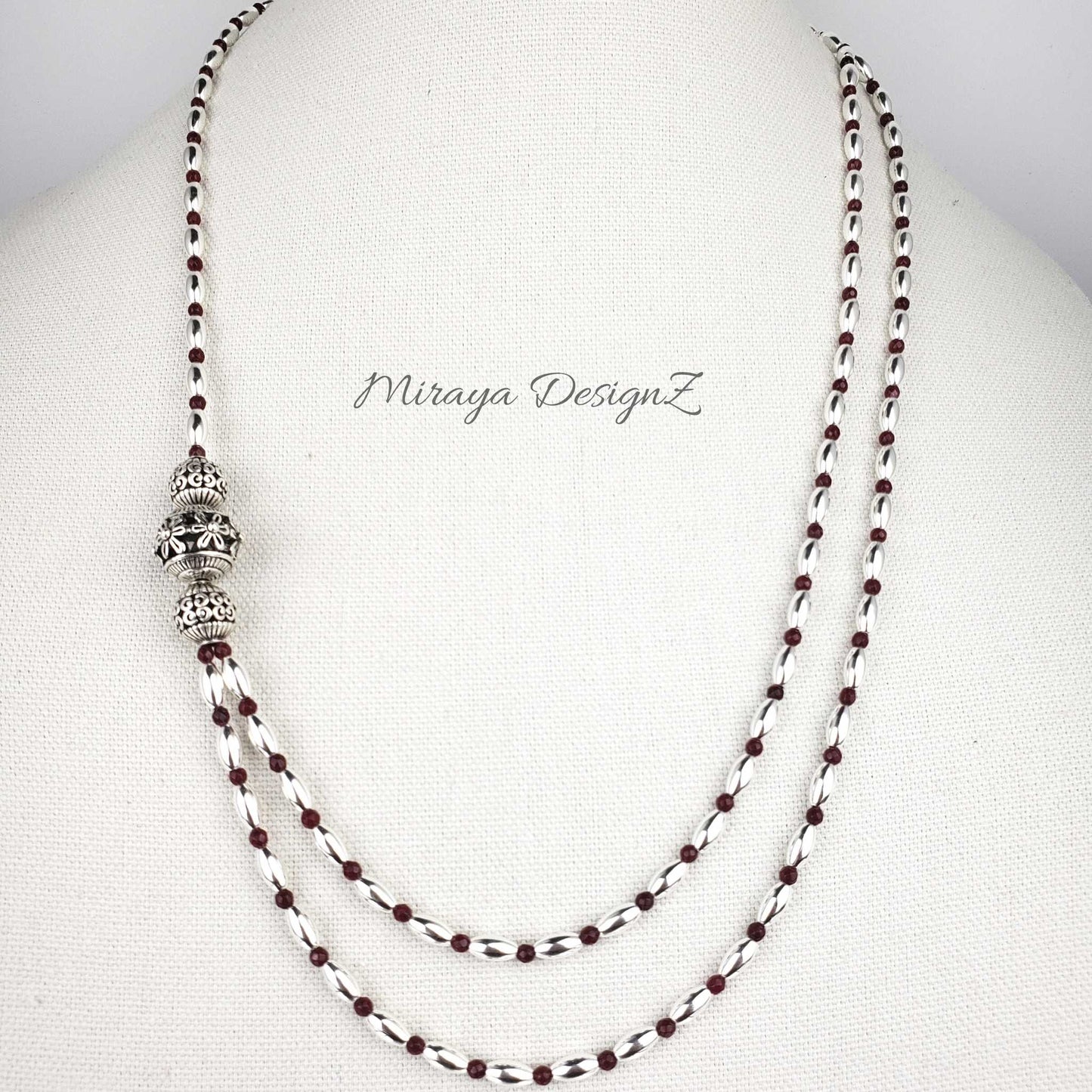 Double Strand Silver Necklace