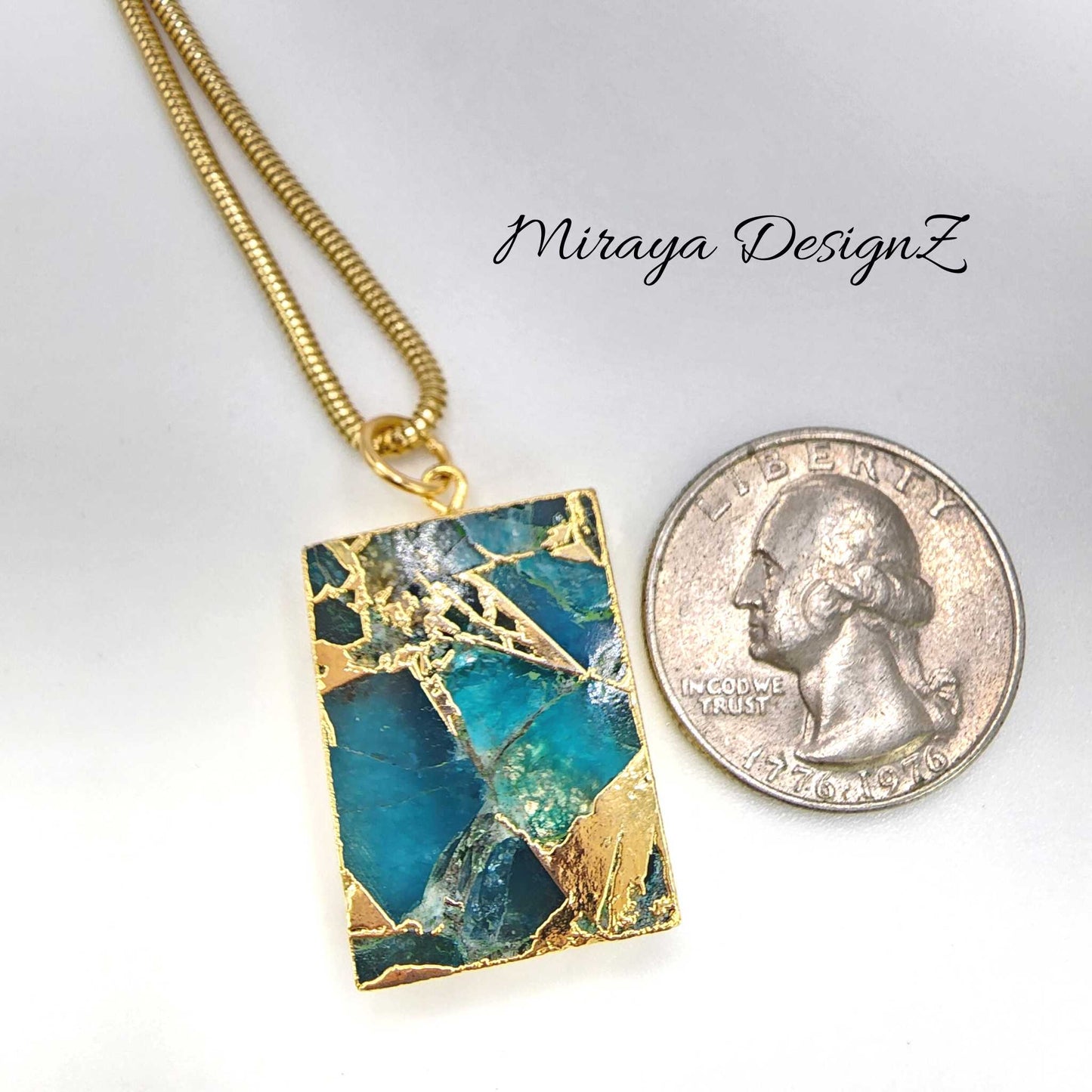 Blue Rectangle Mohave Turquoise Necklace