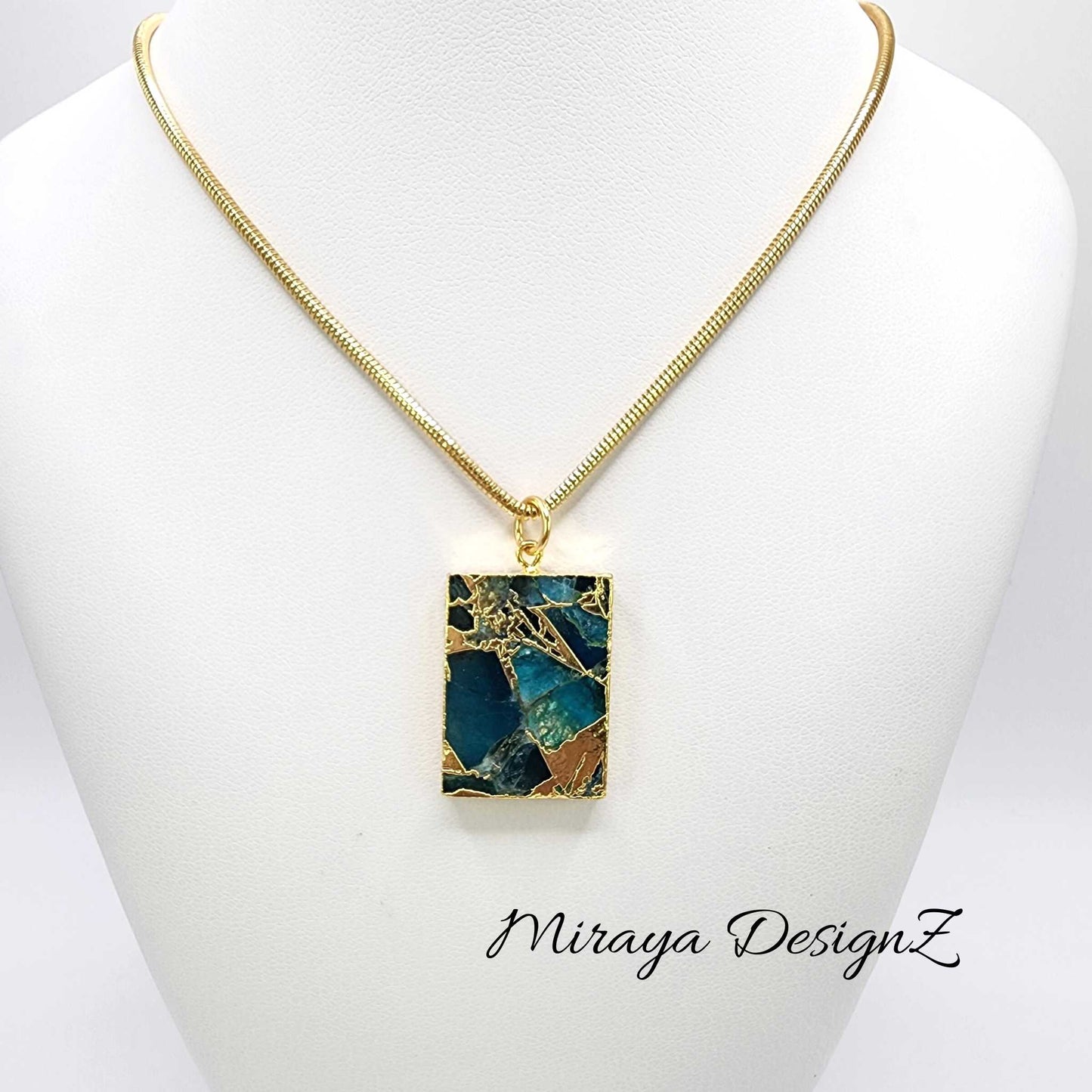 Blue Rectangle Mohave Turquoise Necklace