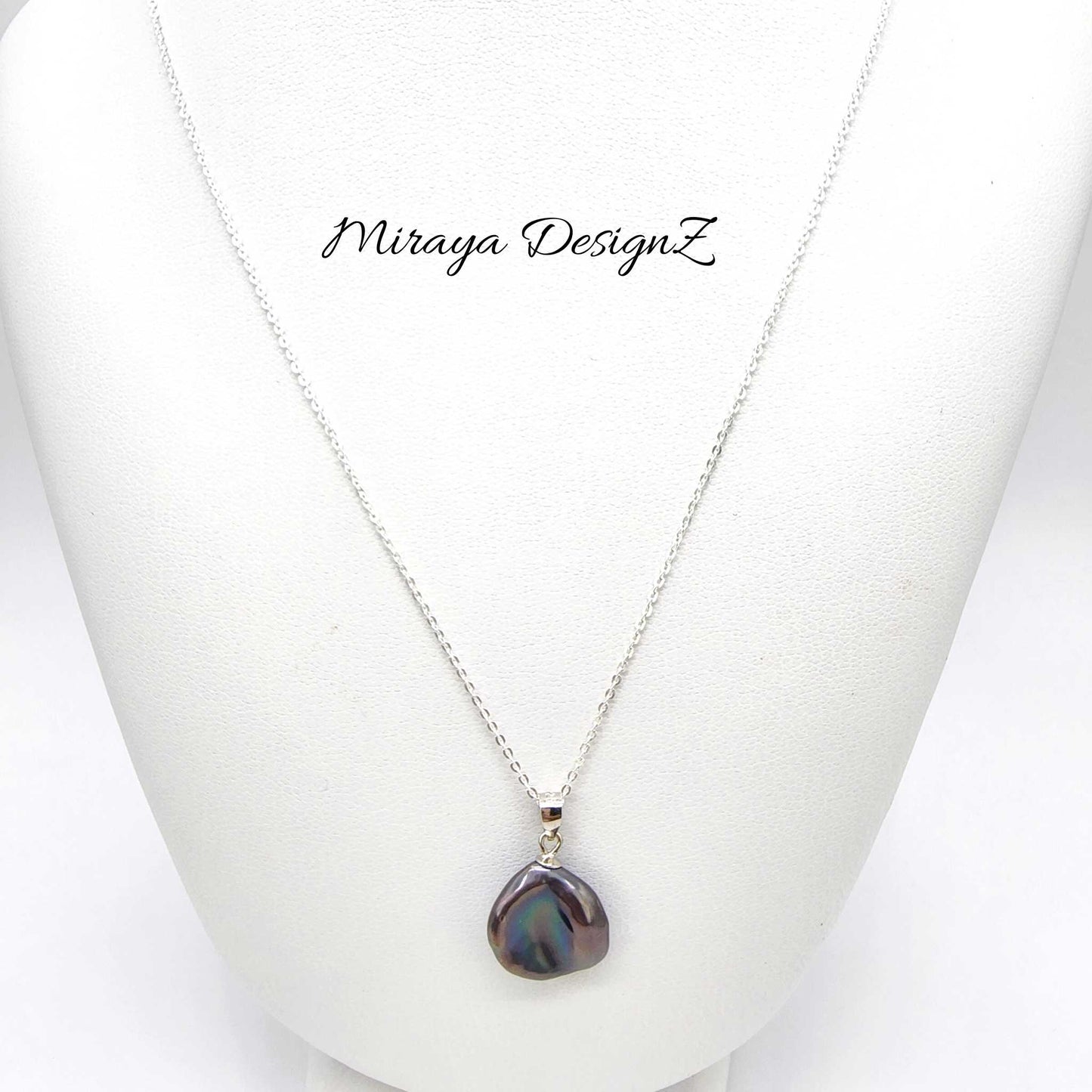 Deep Blue Keshi Pearl Necklace