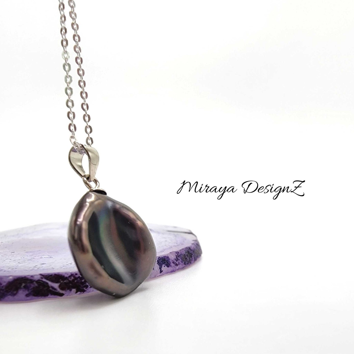 Deep Blue Keshi Pearl Necklace