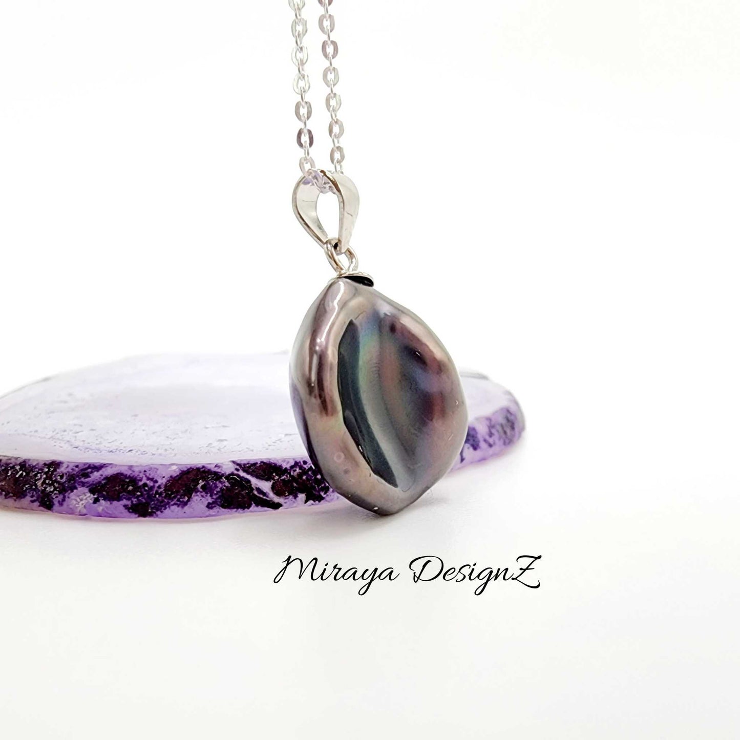 Deep Blue Keshi Pearl Necklace