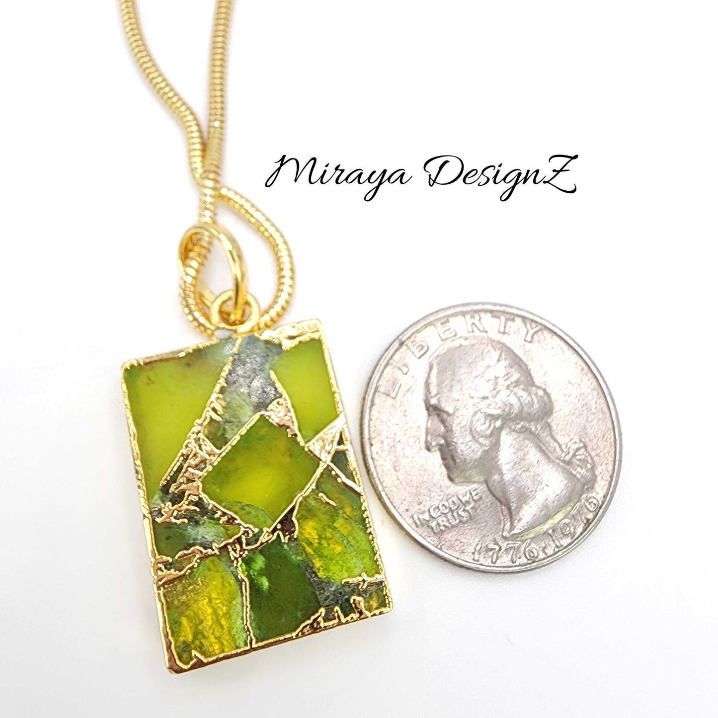 Light Green Rectangle Mohave Turquoise Necklace