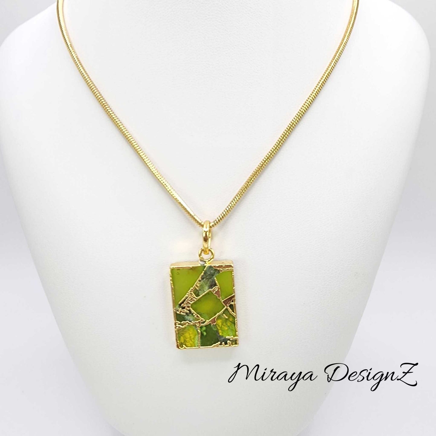 Light Green Rectangle Mohave Turquoise Necklace