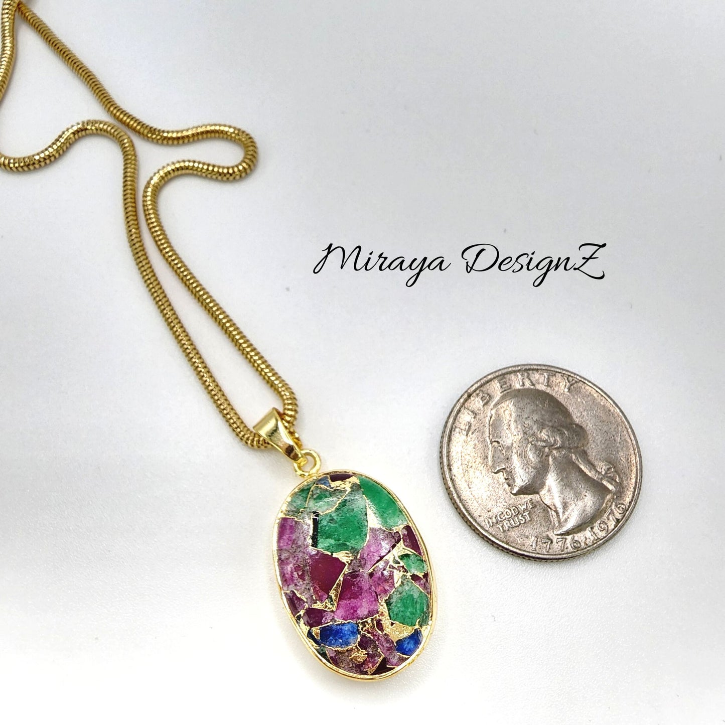 Multi Color Oval Mohave Turquoise Necklace