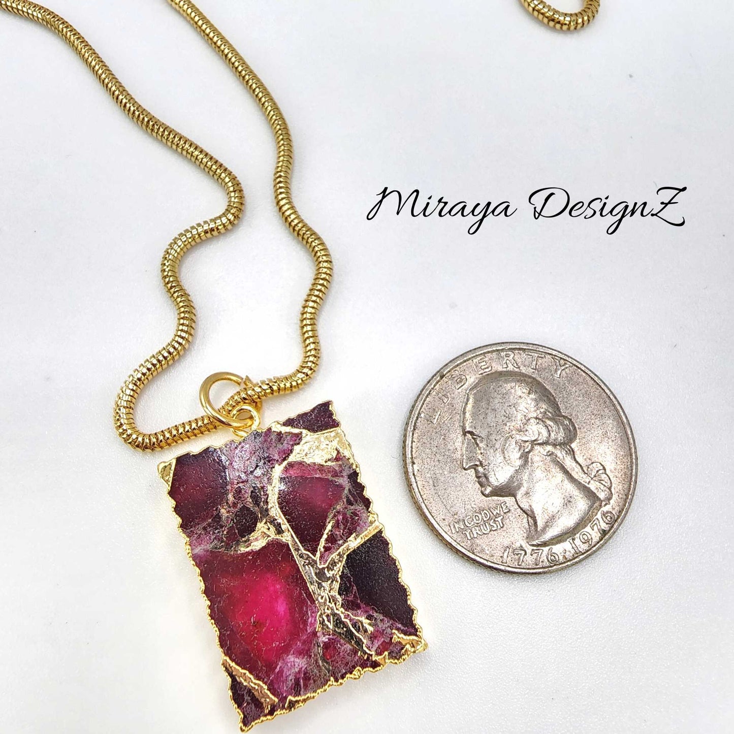 Pink Rectangle Mohave Turquoise Necklace