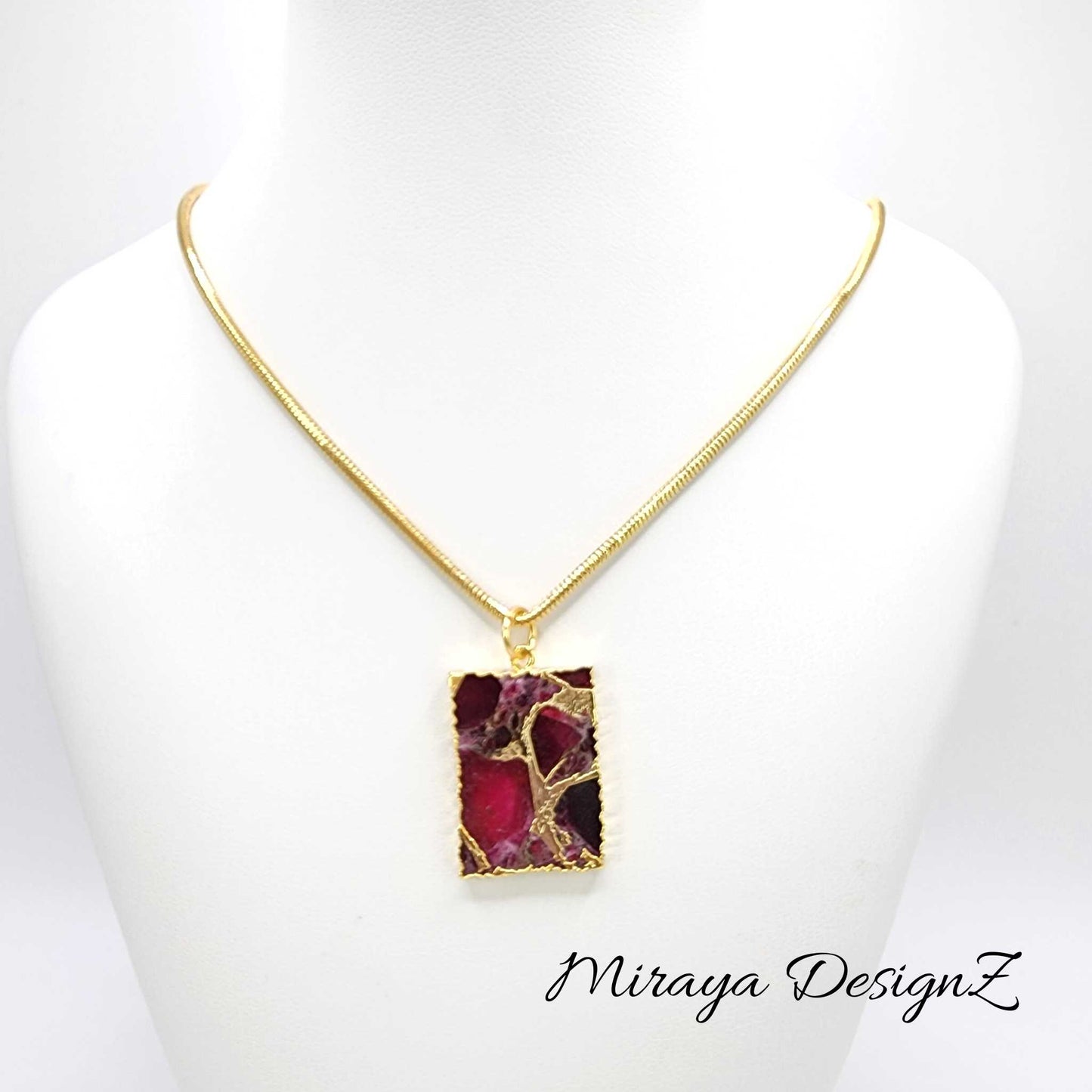 Pink Rectangle Mohave Turquoise Necklace