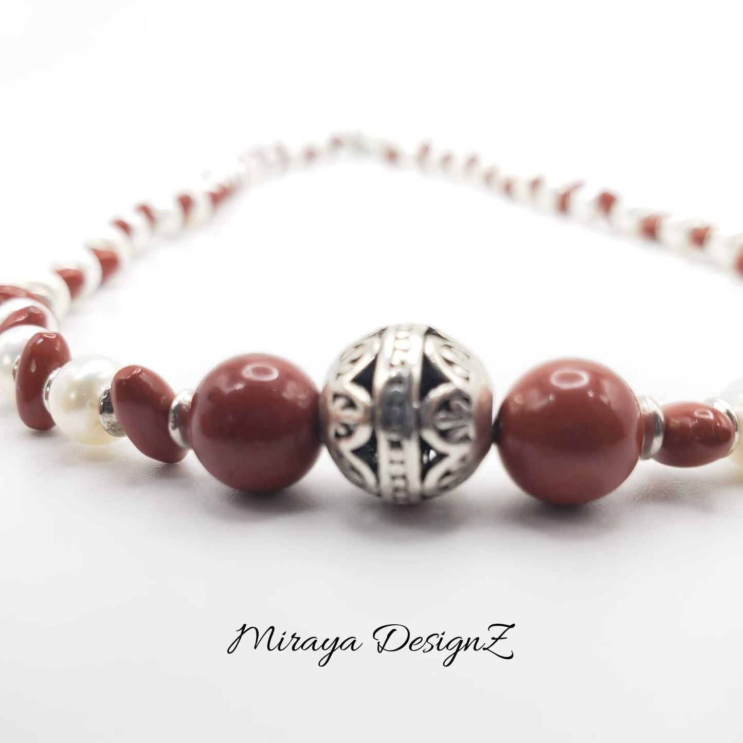 Red and White Pearl Necklace