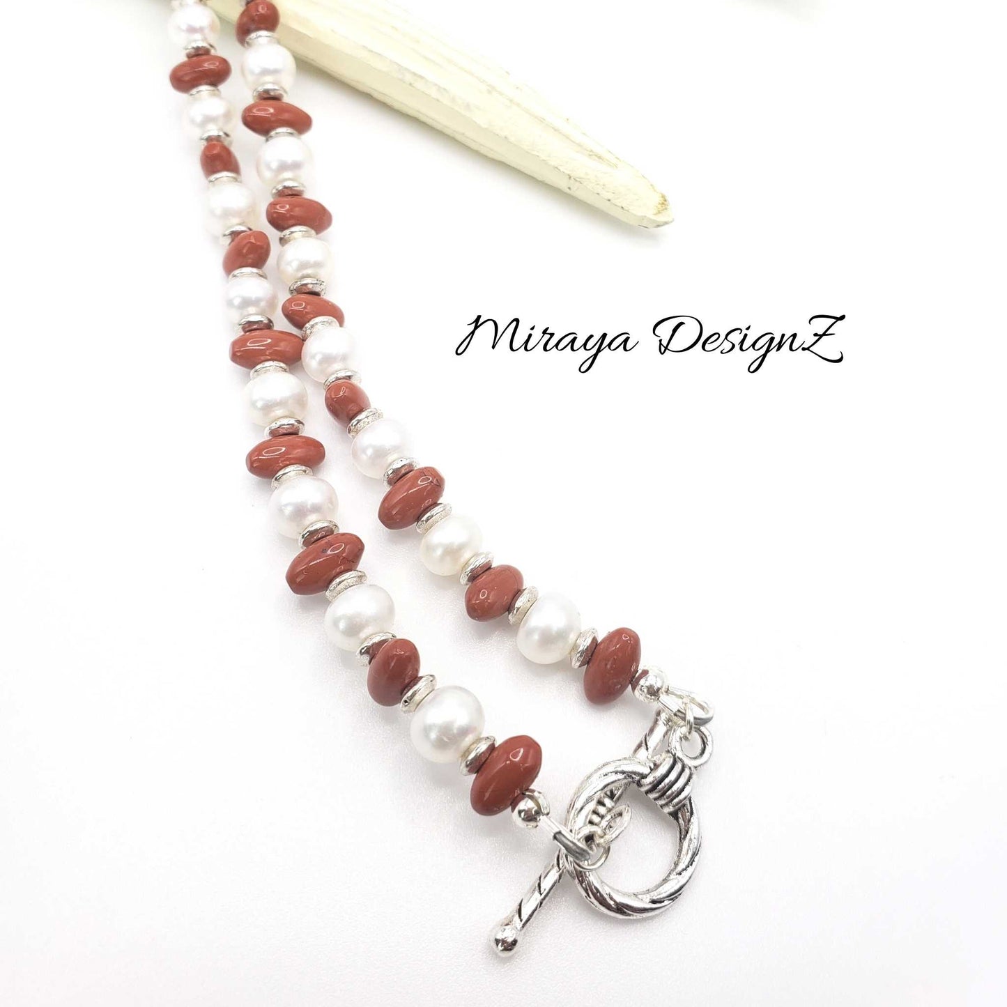 Red and White Pearl Necklace