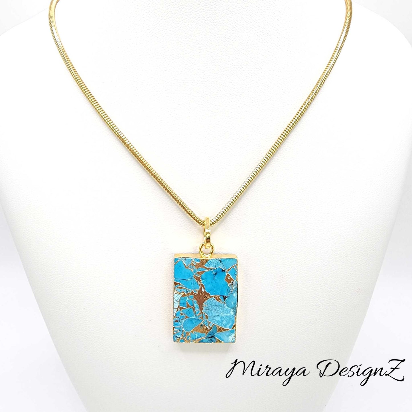 Sky Blue Rectangle Mohave Turquoise Necklace