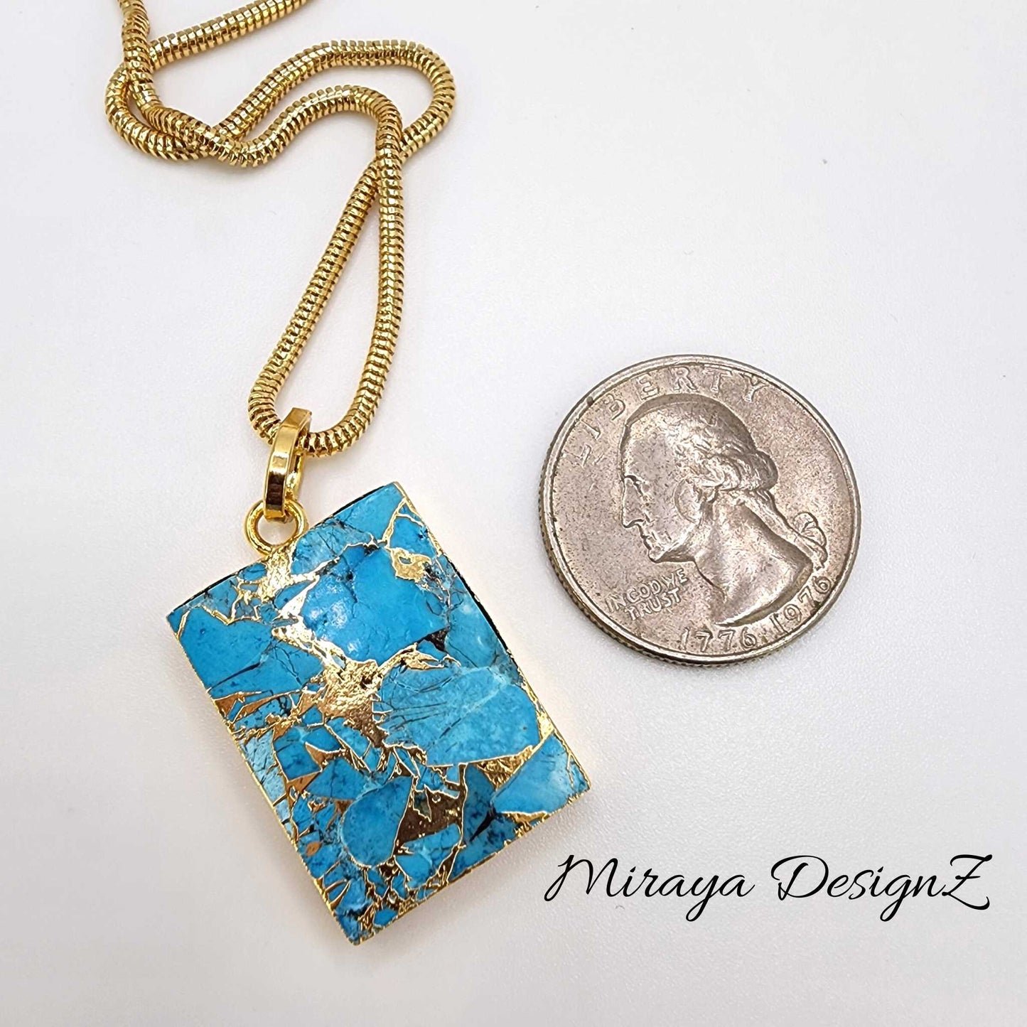 Sky Blue Rectangle Mohave Turquoise Necklace