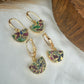 Gold Multi Color Mojave Turquoise Dangle Earrings: Kintsugi Inspired Minimalist Rainbow Earrings