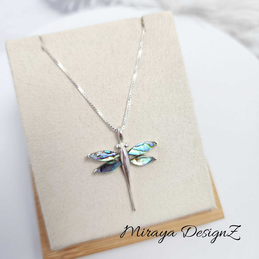 Abalone Shell Dragonfly Necklace
