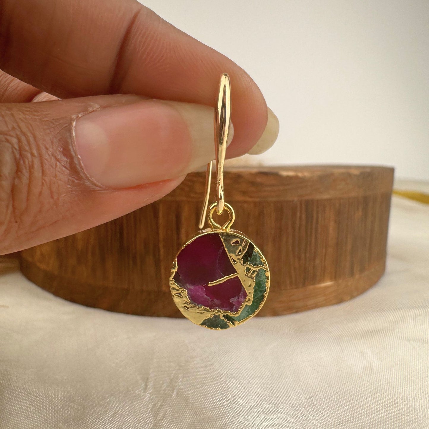 Gold Multi Color Mojave Turquoise Dangle Earrings: Kintsugi Inspired Minimalist Rainbow Earrings