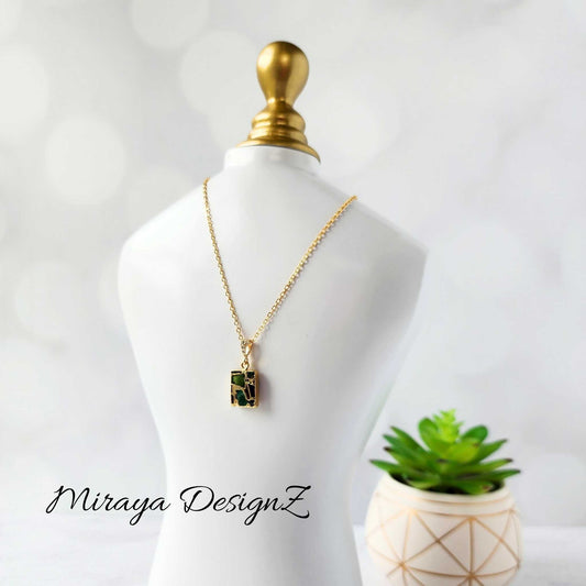 Small Rectangle Mojave Turquoise Necklace - MultiColor
